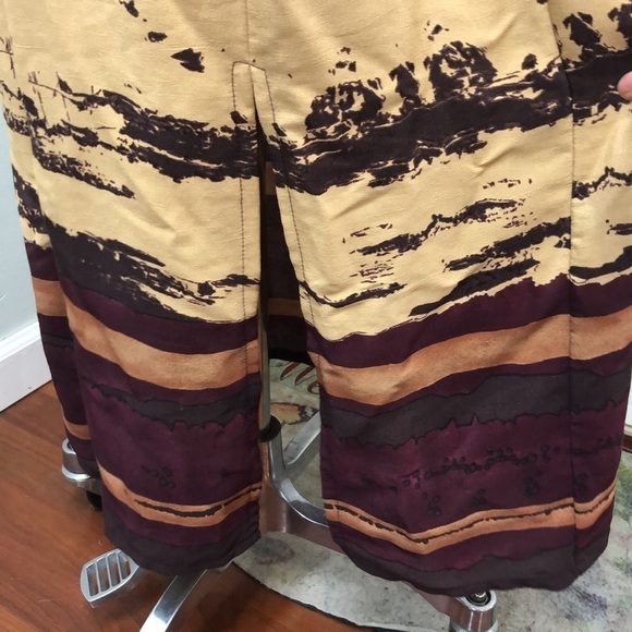 Vintage Desert Sunset Button Up Maxi Shirt Dress Sz 12 Tan Burgundy Brown - Picture 5 of 9